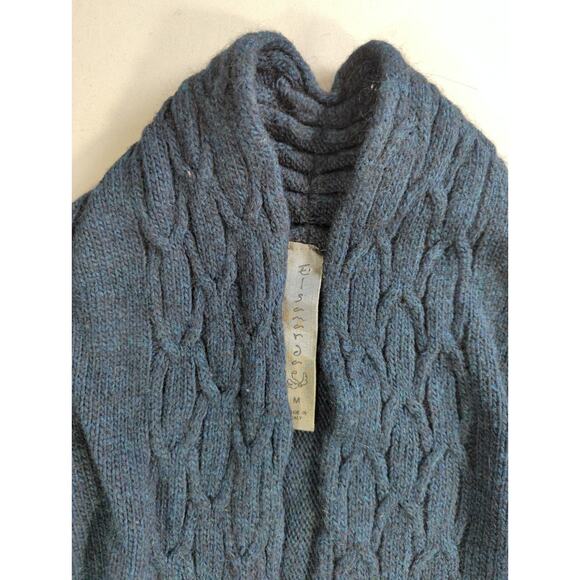 Elsaradi Italy M Blue Alpaca Wool Blend Knit Open Front Cardigan Sweater - Picture 8 of 11